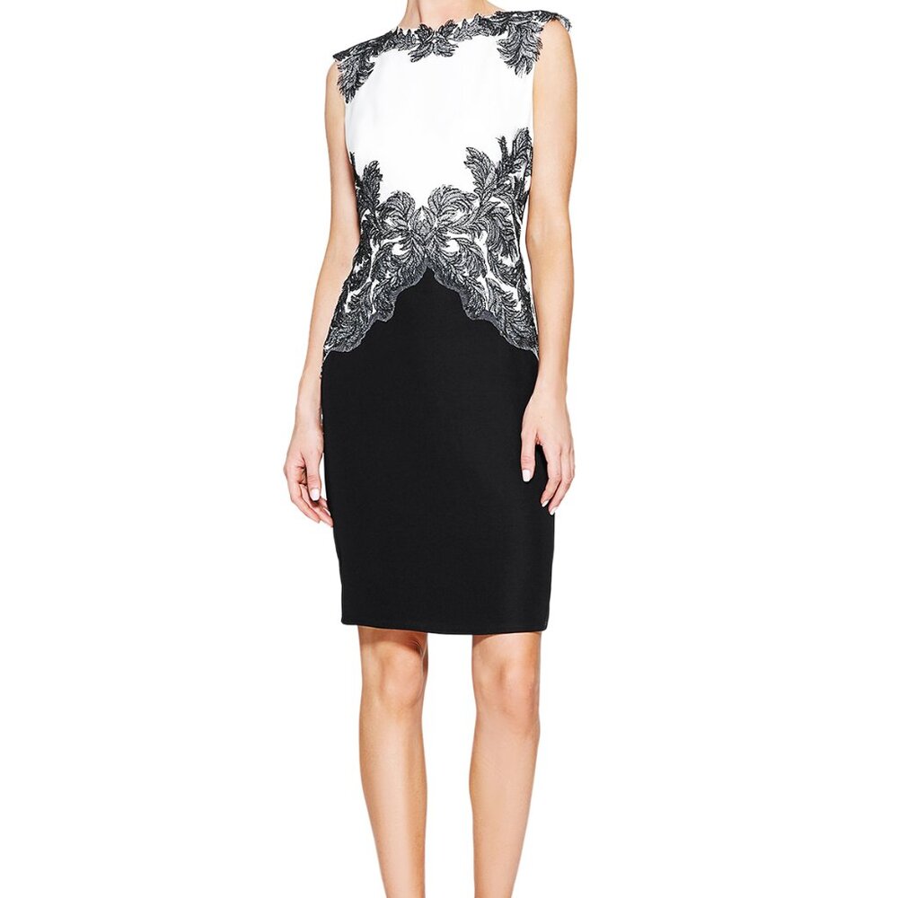 Tadashi Shoji Falcon Feather Lace Sheath Dress